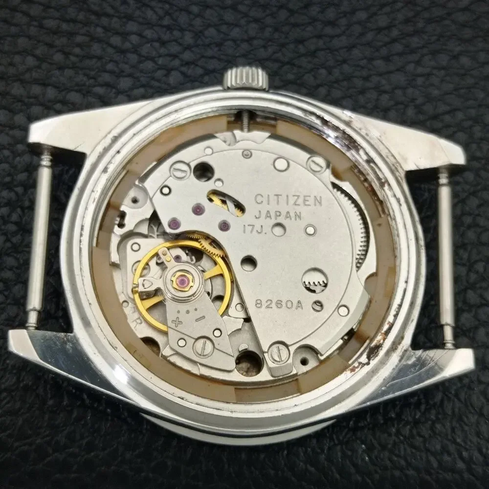 Vintage 1980 Citizen Manual Wound Mens Silver Watch & White accents